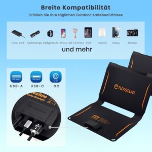 40W Foldable Solar Panel Charger, USB-C USB-A & DC Outputs