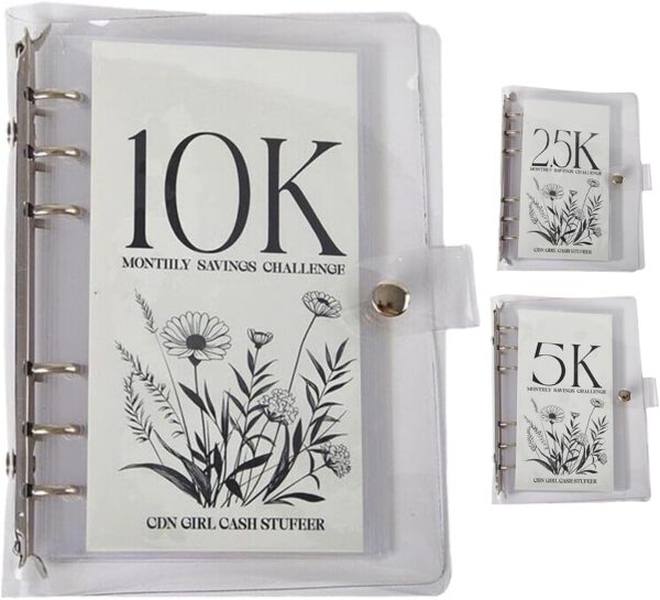12-Month Money Saving Challenge Binder – 3-in-1 Budget Binder (2.5K, 5K, 10K) with Cash Envelopes
