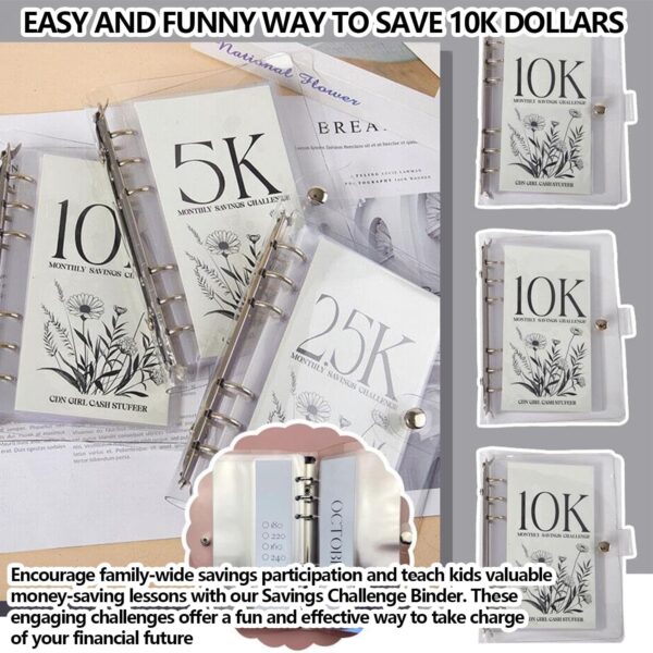 12-Month Money Saving Challenge Binder – 3-in-1 Budget Binder (2.5K, 5K, 10K) with Cash Envelopes